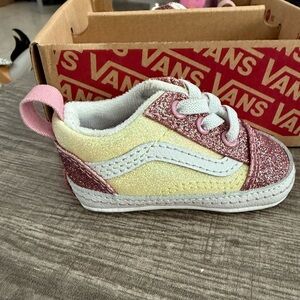 Vans Old Skool Sparkly Glitter Easy On Baby Shoes- SZ 1 WITH BOX